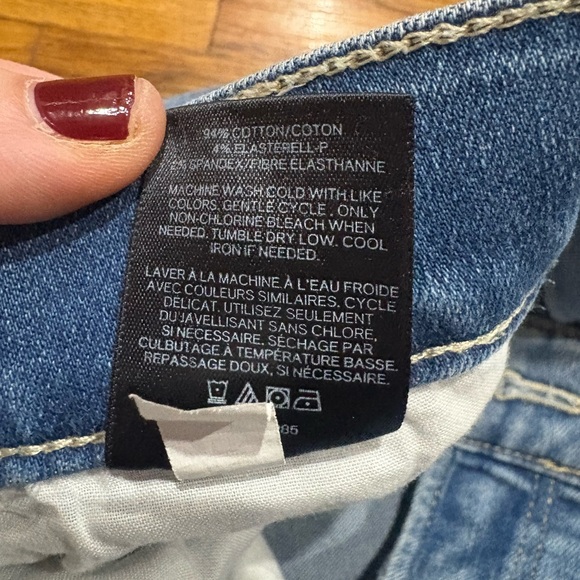 Express Blue Skinny Jeans with Distressed Details - Picture 3 of 7